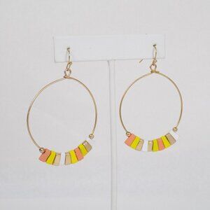 brand new in box! enamel style multi color bead hoop earrings